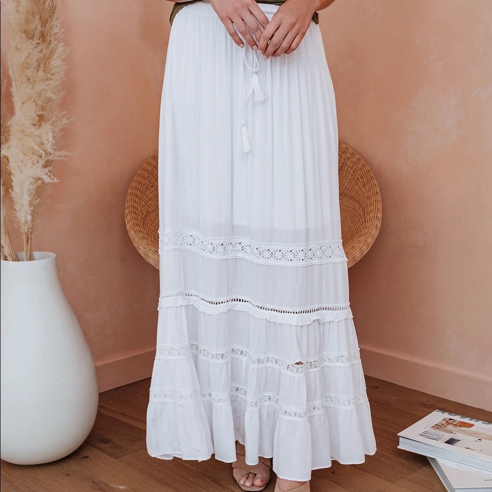 White Olivaceous Maxi Skirt